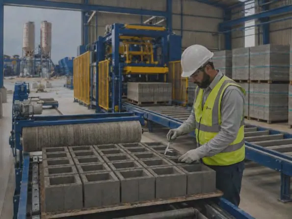Quality inspection of concrete blocks in production