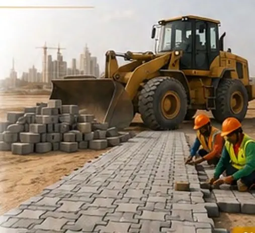 Interlock paving installation on site